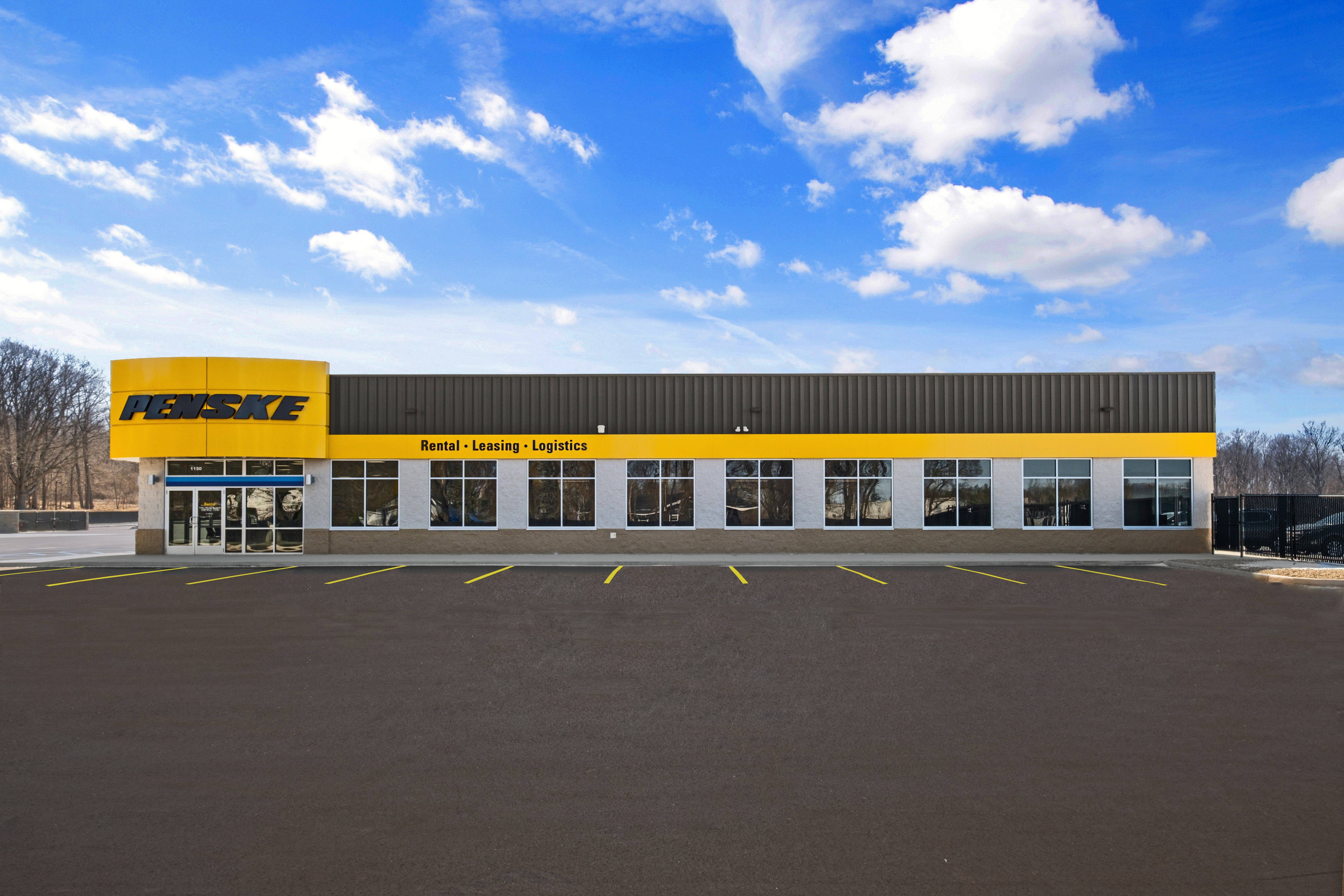 A Penske Truck Rental location from the outside.
