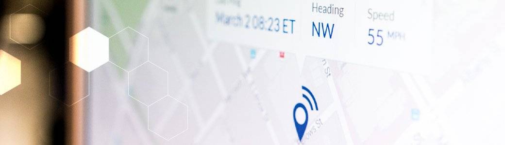 Closeup of a digital screen with location services showing.