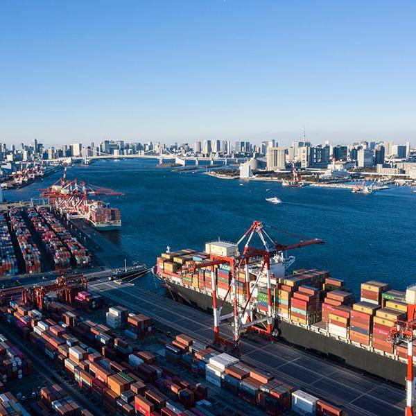 Container ships in port