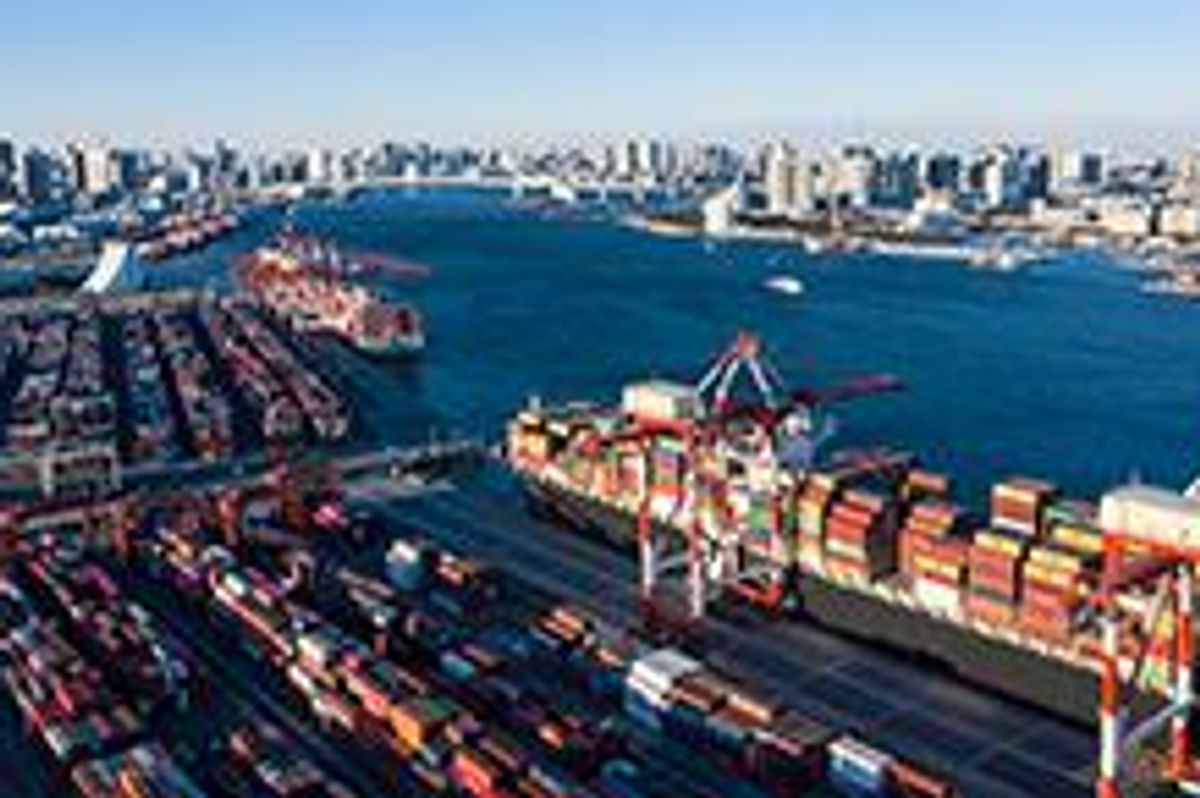 Container ships in port