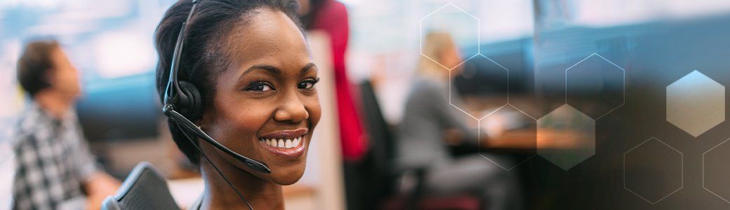 Customer service rep answering a call