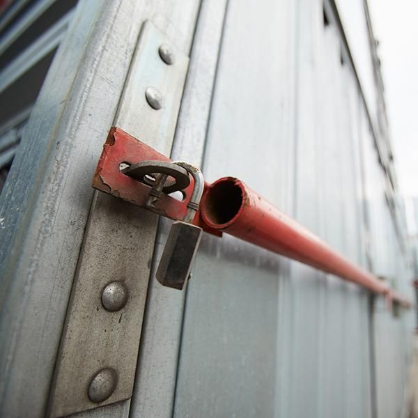 Door with open padlock