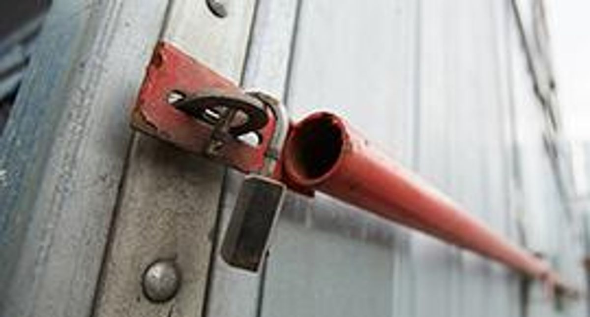 Door with open padlock