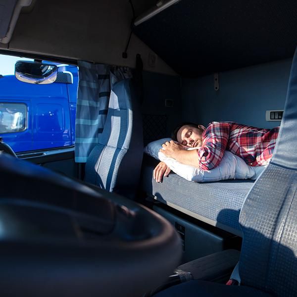 Driver sleeping in truck