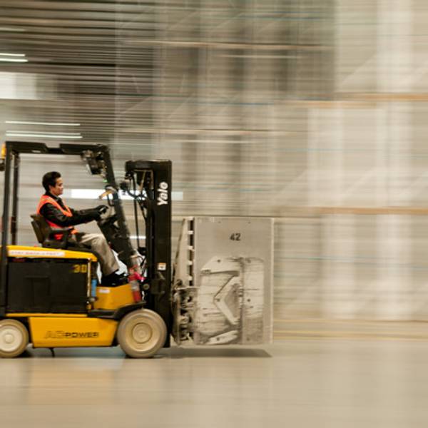 forklift in warehouse
