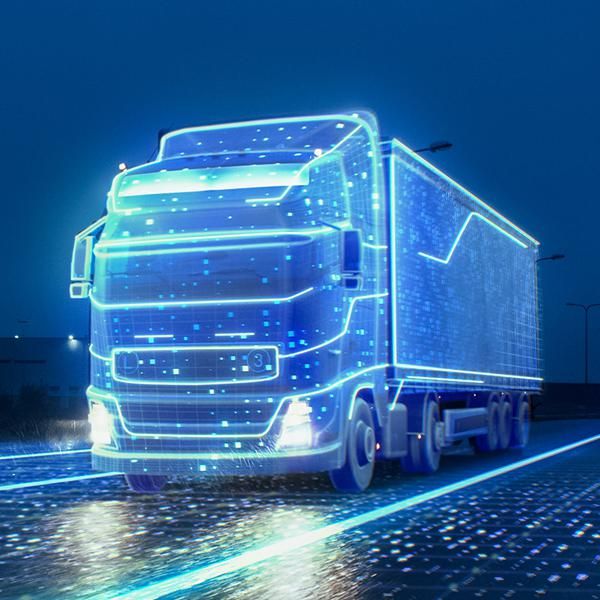 Futuristic semi-truck with onboard technology