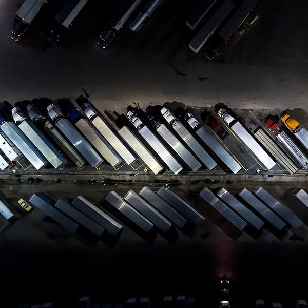 Parked trucks from above