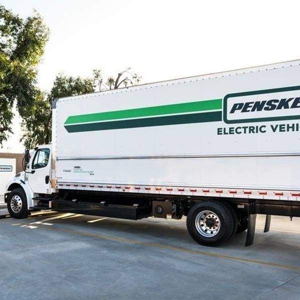 penske electric vehicle at charging station