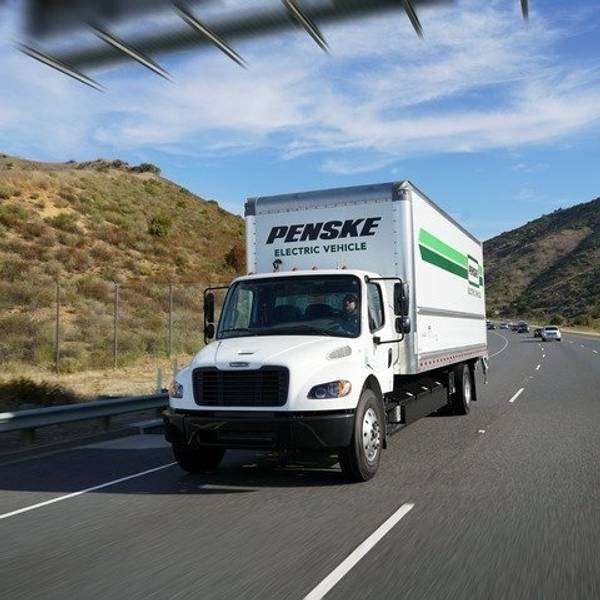 Penske electric vehicle on highway