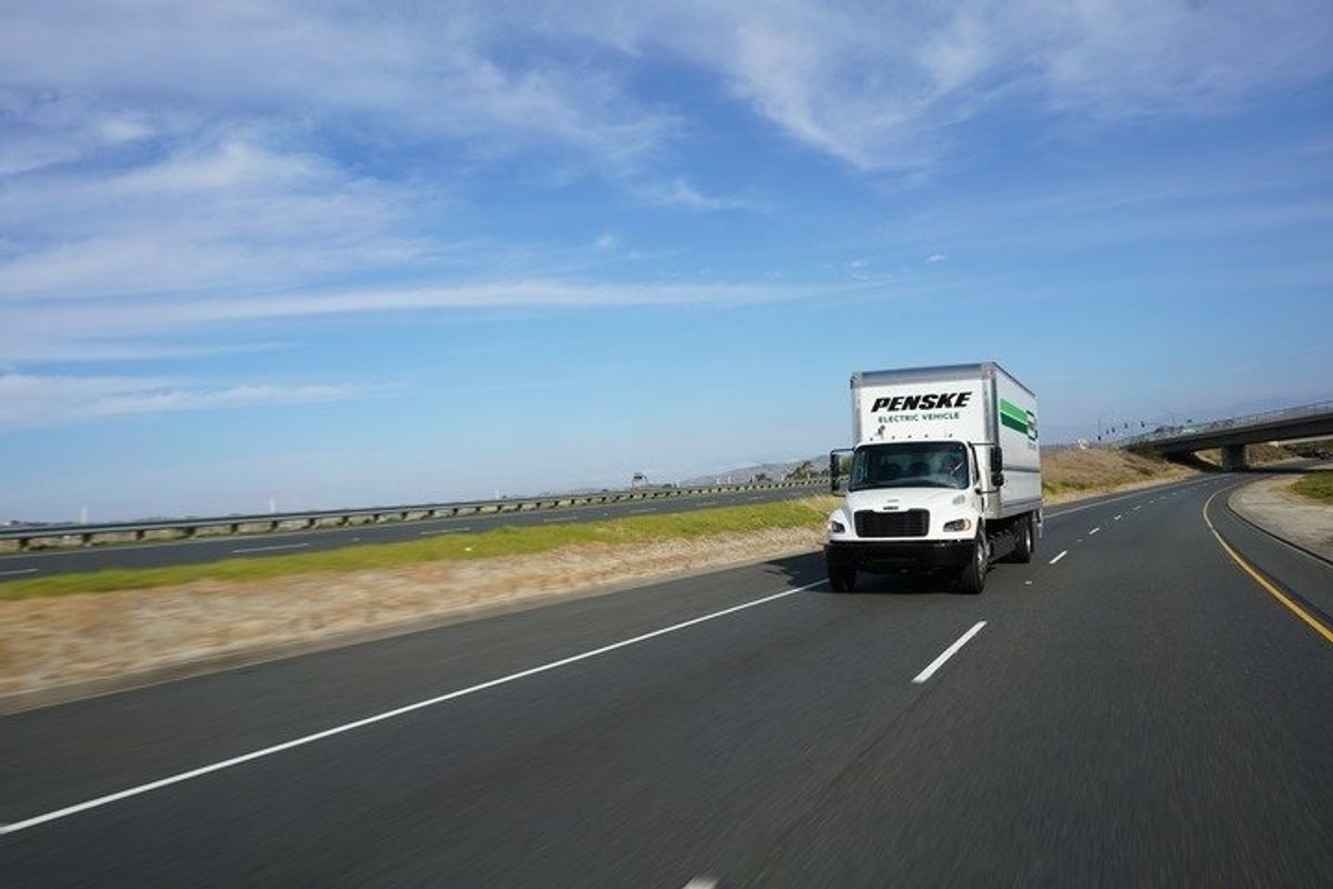 penske electric vehicle on the highway