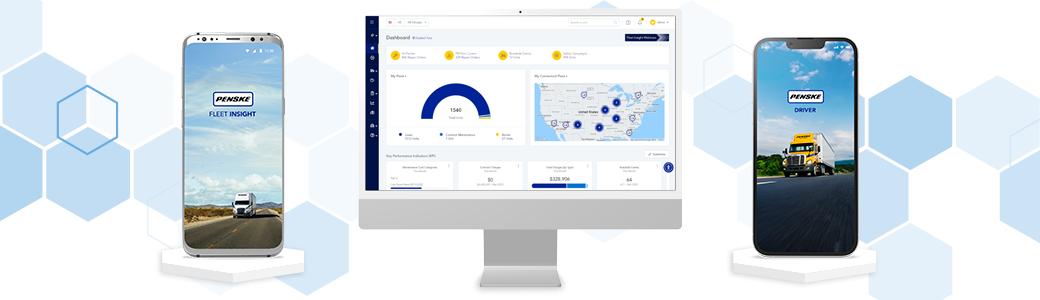 Penske Fleet Insight and Driver app on mobile screens