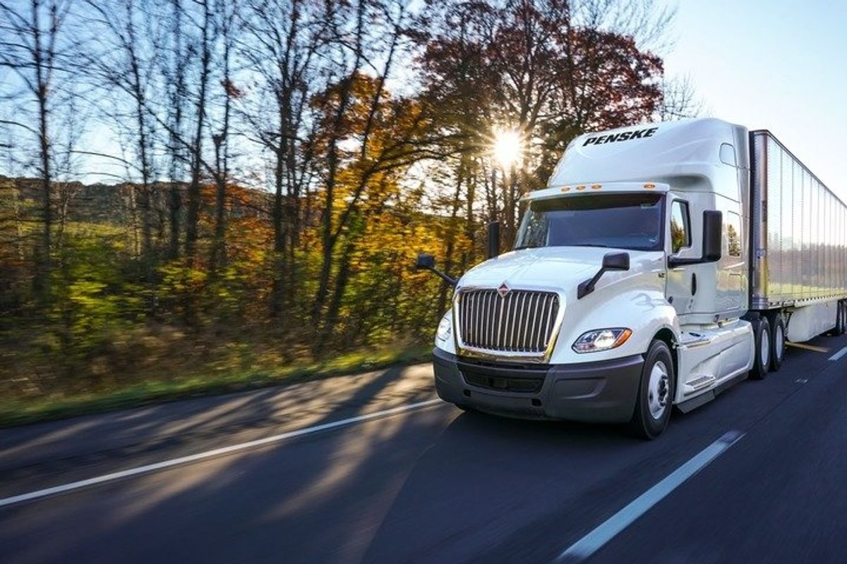 Penske tractor on the road