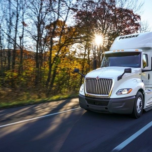 Penske tractor on the road