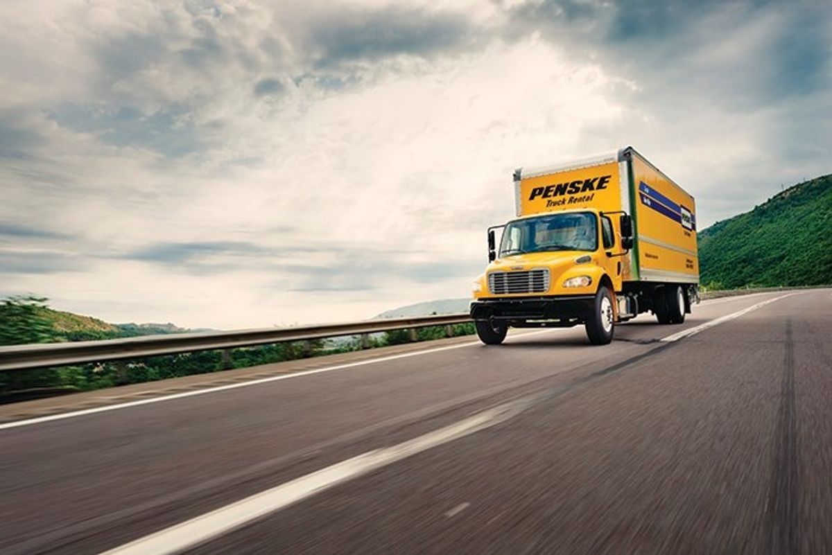 Penske truck on highway