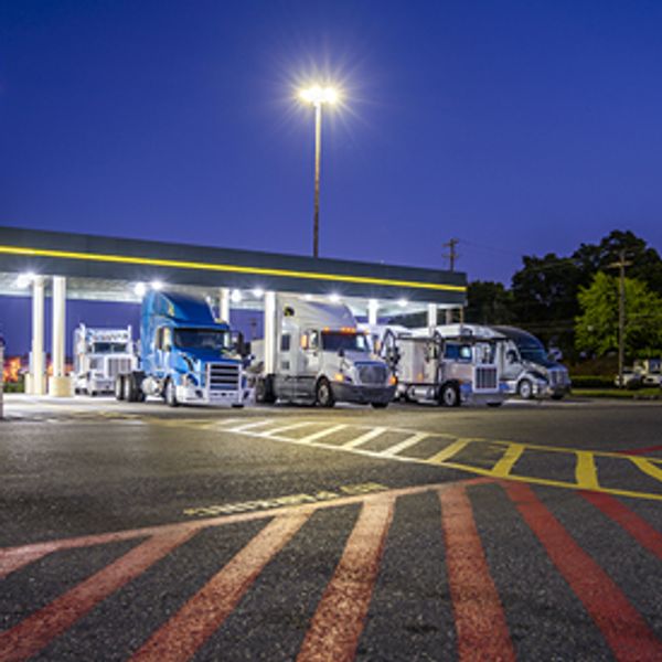 Semi Trucks in Parking Lot