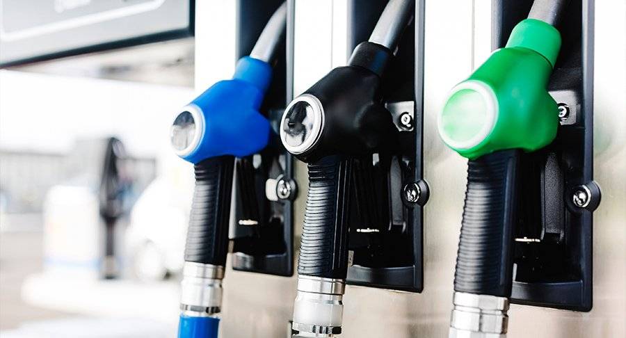 Three fuel dispensers in a row.