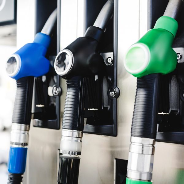 Three fuel dispensers in a row.