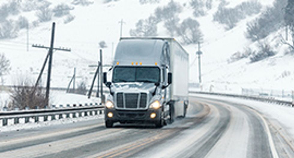 Truck on icy roads