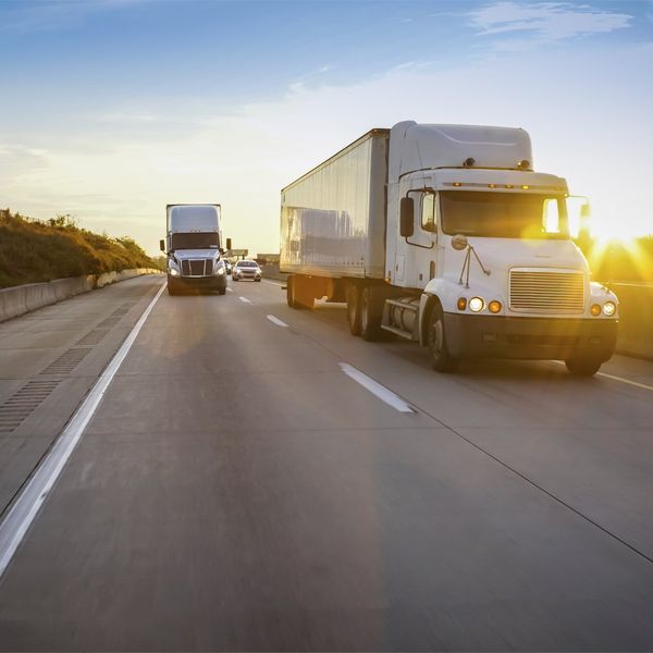 Trucks driving on the road ready for CVSA Roadcheck 2023.