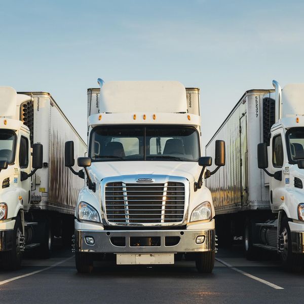 Trucks in parking lot