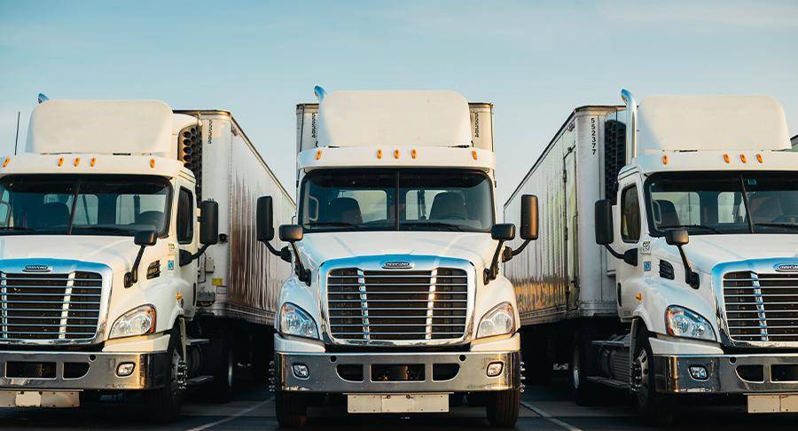 Trucks in parking lot