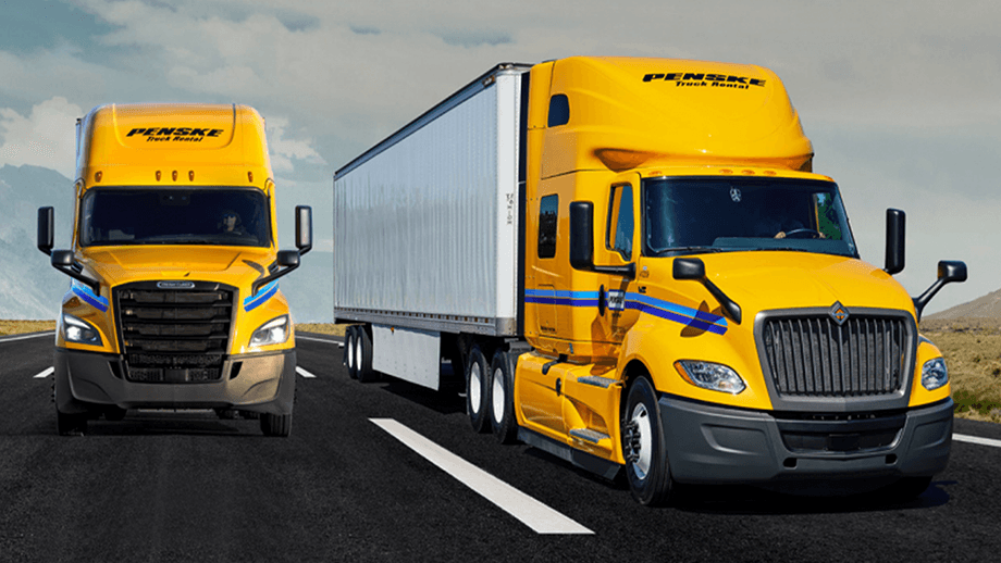 two penske tractor trailers