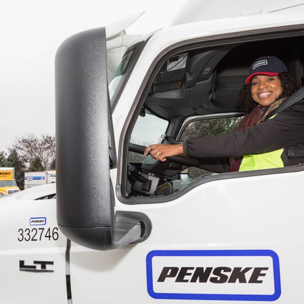 Woman in Penske truck