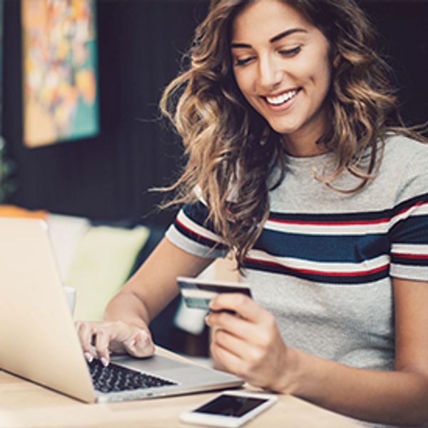 Young woman shopping on-line